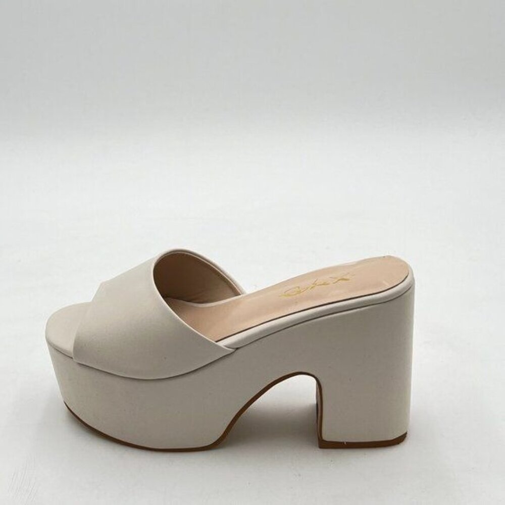 XYD Cream Platform Slide Sandals